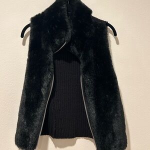 Armani Exchange Black Faux Fur Vest XXS